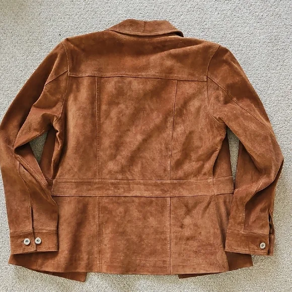 Eddie Bauer Seattle Suede Jacket - Chestnut Brown and Burgundy Label - Picture 3 of 3